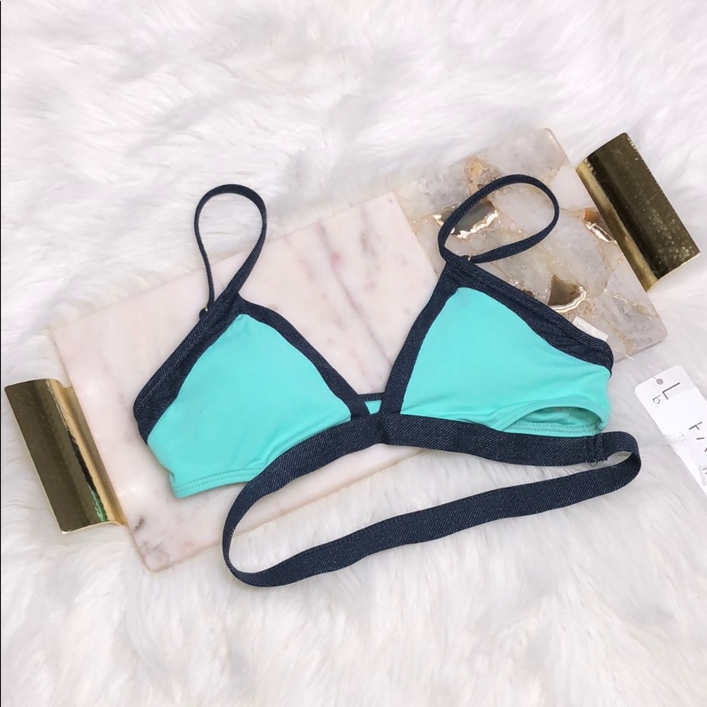 LSPACE ANTIQUE DENIM AQUA BIKINI TOP